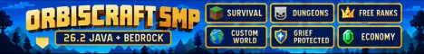 ORBISCRAFT - play.orbiscraftsmp.com Minecraft Bedrock server banner