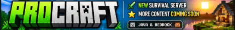 PROCRAFT " A Minecraft Adventure Minecraft Bedrock server banner